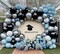Blue Black Balloon Garland - Double Stuffed Pearl White Dusty Blue Balloons Black Silver Balloon Arch for Graduation Birthday Anniversary Baby Shower Wedding Party Decorations